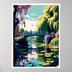 Giverny France Travel Vintag Illustration Poster