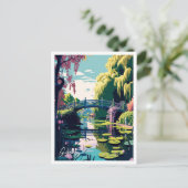 Giverny France Travel Vintag Illustration Postkarte (Stehend Vorderseite)