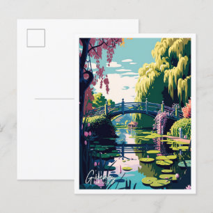 Giverny Frankreich Reise Vintage-Illustration Postkarte