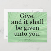 Giving Luke 6-38 Postkarte (Vorne/Hinten)