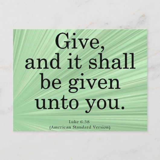 Giving Luke 6-38 Postkarte (Vorderseite)