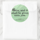 Giving Luke 6-38 Runder Aufkleber (Tasche)