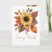 Giving Thanks Sunflower & Leaves Card Karte (Vorderseite)