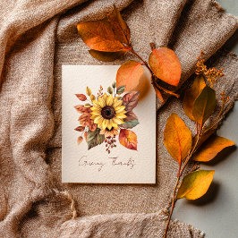 Giving Thanks Sunflower & Leaves Card Karte