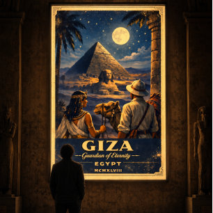 Giza Ägypten Nacht Vintage Reiseplakat Mondbesch Poster