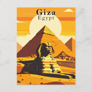 Giza Egypt Vintage Travel Sphinx und Pyramids Postkarte