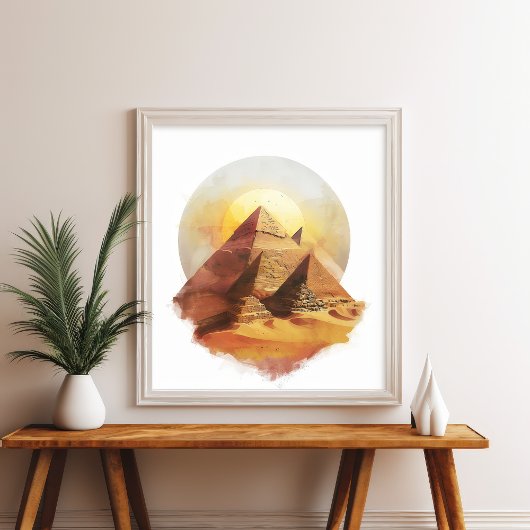 Giza Pyramids Ägypten Wüste Sonnenstrahlen Kunst Poster