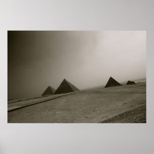 Giza Pyramids Black & White Poster