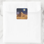 Giza Pyramids und Mond Quadratischer Aufkleber (Tasche)