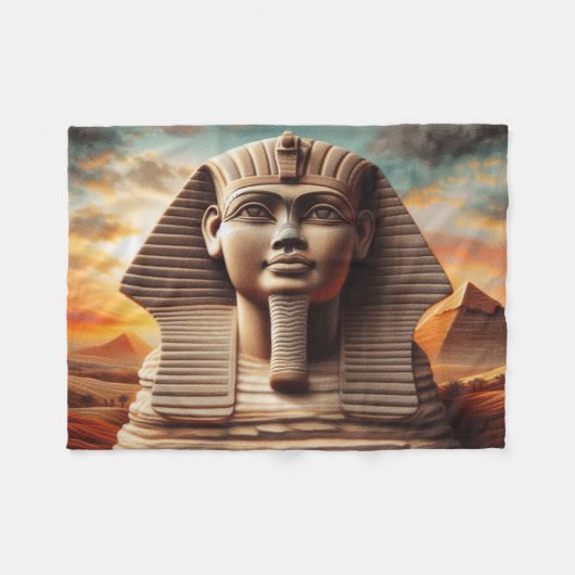 Giza Sphinx Kopf mit Pyramiden Ägypten Reisen Fleecedecke (Vorderseite (Horizontal))