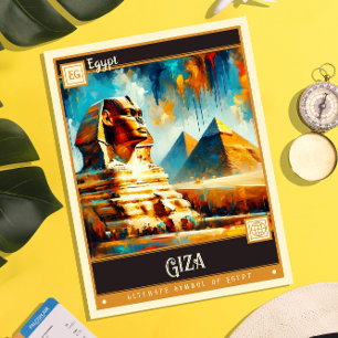 Gizeh, Ägypten Vintage-Gemälde Postkarte