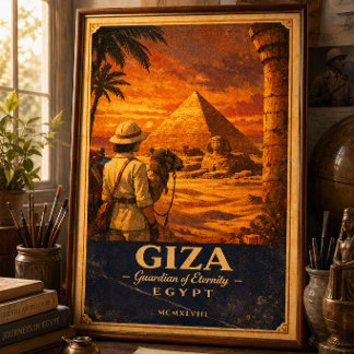 Gizeh Ägypten Vintage Reiseplakat | Pyramide & Sph Poster
