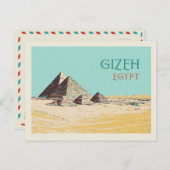 Gizeh, Pyramiden-Illustration Ägypten Postkarte (Vorne/Hinten)