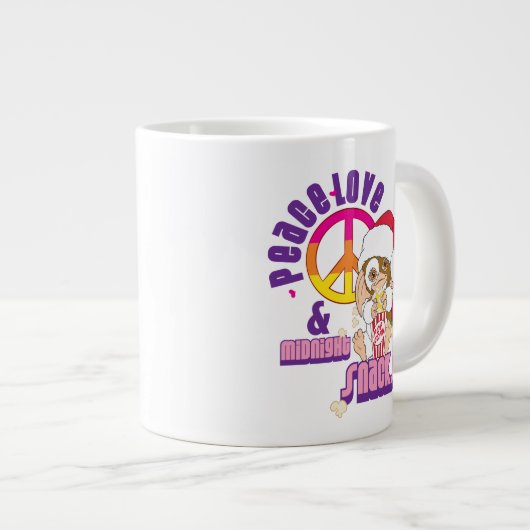 Gizmo | Peace Liebe & Midnight Snacks Jumbo-Tasse (Vorderseite Rechts)