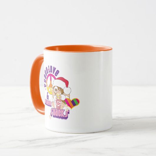 Gizmo | Peace Liebe & Midnight Snacks Tasse (Vorderseite Links)