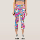 Gizmo | Pink Peace & Liebe Pattern Capri Leggings (Vorderseite)