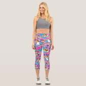 Gizmo | Pink Peace & Liebe Pattern Capri Leggings (Vorderseite)