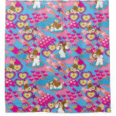 Gizmo | Pink Peace & Liebe Pattern Duschvorhang (Vorderseite)