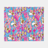 Gizmo | Pink Peace & Liebe Pattern Fleecedecke (Vorderseite (Horizontal))