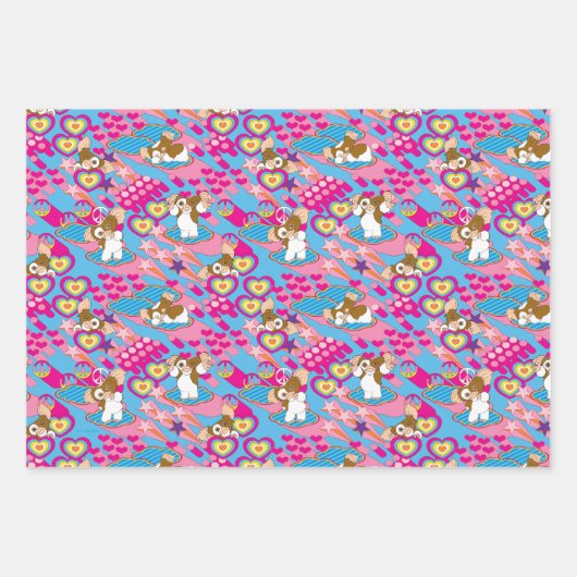 Gizmo | Pink Peace & Liebe Pattern Geschenkpapier Set (Vorderseite 2)