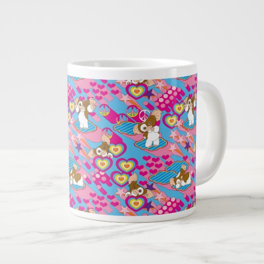 Gizmo | Pink Peace & Liebe Pattern Jumbo-Tasse (Vorderseite Rechts)