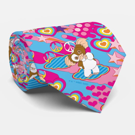 Gizmo | Pink Peace & Liebe Pattern Krawatte (Gerollt)