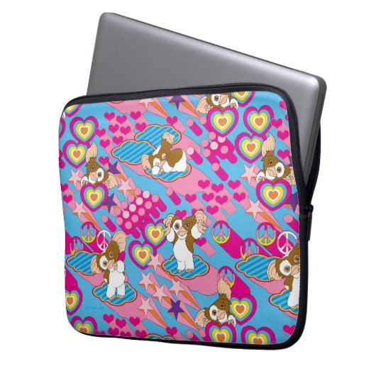 Gizmo | Pink Peace & Liebe Pattern Laptopschutzhülle (Vorderseite Links)