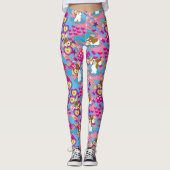 Gizmo | Pink Peace & Liebe Pattern Leggings (Vorderseite)