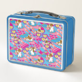 Gizmo | Pink Peace & Liebe Pattern Metall Brotdose (Vorderseite)