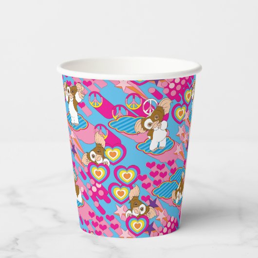 Gizmo | Pink Peace & Liebe Pattern Pappbecher (Rückseite)