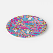 Gizmo | Pink Peace & Liebe Pattern Pappteller (Schrägansicht)