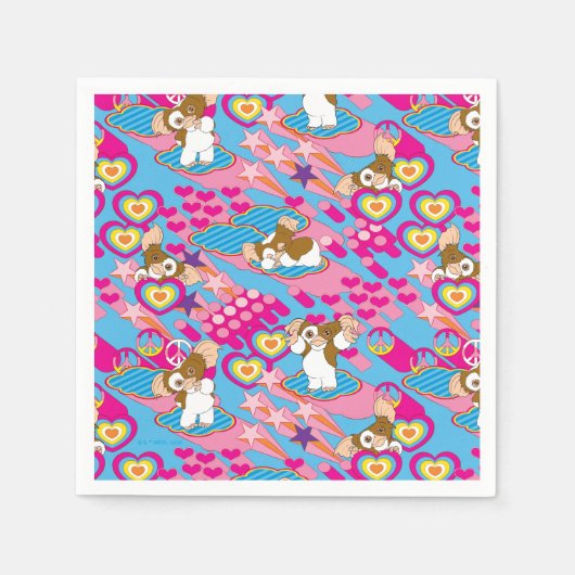 Gizmo | Pink Peace & Liebe Pattern Serviette (Vorderseite)