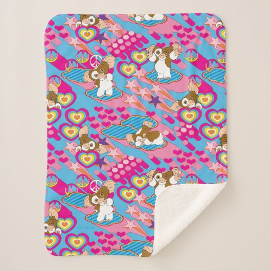 Gizmo Pink Peace & Love Pattern Sherpadecke (Vorderseite)