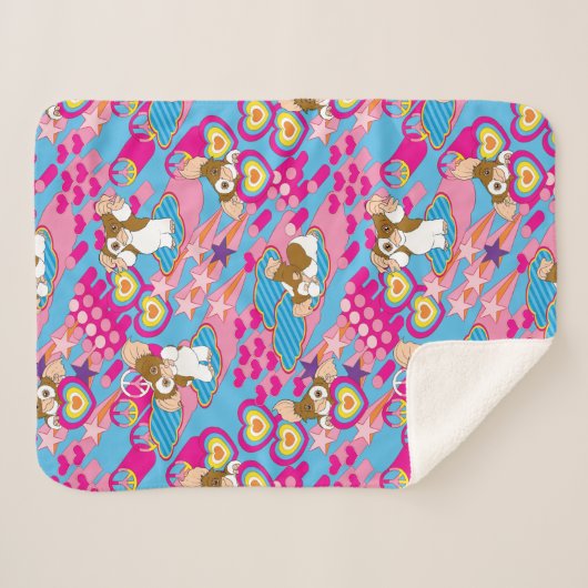 Gizmo Pink Peace & Love Pattern Sherpadecke (Vorderseite (Horizontal))