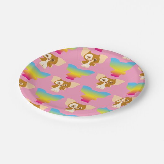 Gizmo | Regenbogenmuster Pappteller (Schrägansicht)