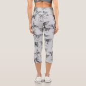 Gizmo | Schwarz-Weiß-Muster Capri Leggings (Rückseite)
