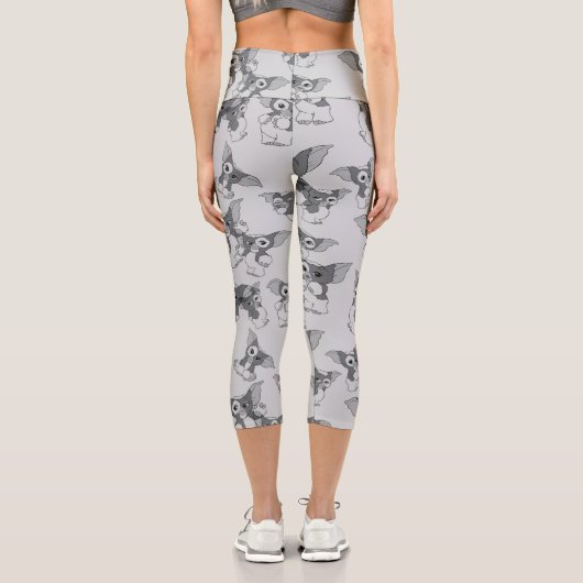 Gizmo | Schwarz-Weiß-Muster Capri Leggings (Rückseite)