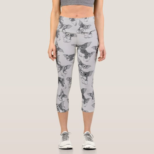 Gizmo | Schwarz-Weiß-Muster Capri Leggings (Vorderseite)