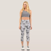 Gizmo | Schwarz-Weiß-Muster Capri Leggings (Vorderseite)