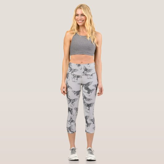 Gizmo | Schwarz-Weiß-Muster Capri Leggings (Vorderseite)