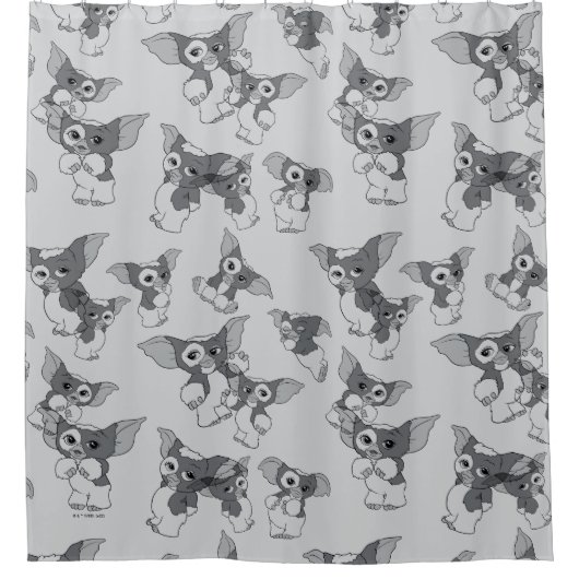 Gizmo | Schwarz-Weiß-Muster Duschvorhang (Vorderseite)