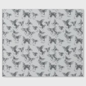 Gizmo | Schwarz-Weiß-Muster Geschenkpapier (Flach)