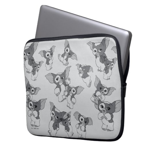 Gizmo | Schwarz-Weiß-Muster Laptopschutzhülle (Vorderseite Links)