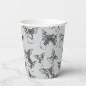 Gizmo | Schwarz-Weiß-Muster Pappbecher (Rückseite)