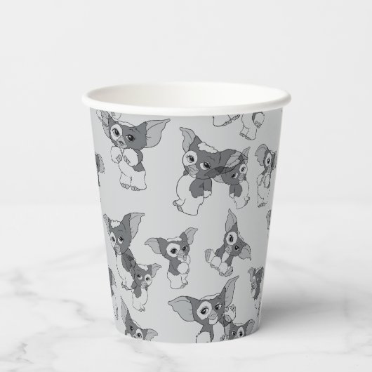 Gizmo | Schwarz-Weiß-Muster Pappbecher (Rückseite)