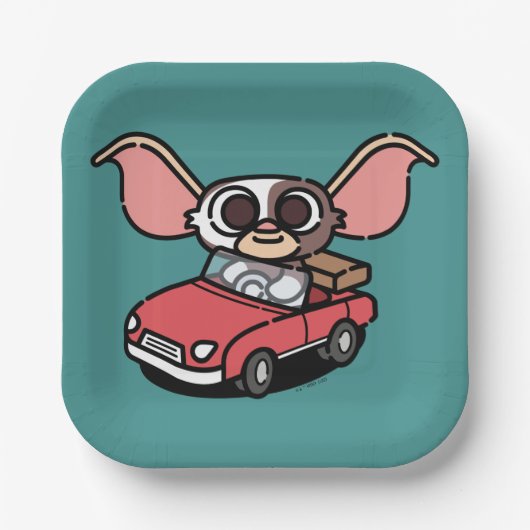 Gizmo | Süßer Comic-Fahrer Pappteller (Vorderseite)