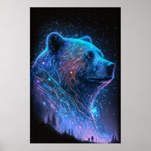 Gizzly Bear Animal Portrait Malerei Poster