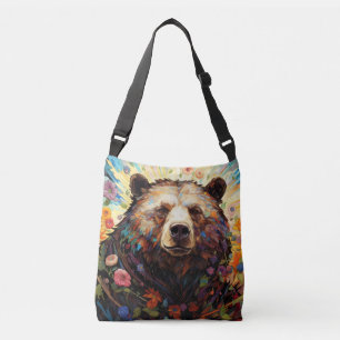 Gizzly Bear Colorful Animal Enchanting Tragetaschen Mit Langen Trägern