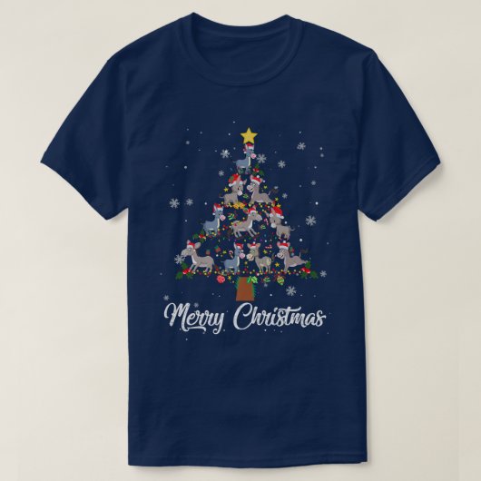 GJAw Donkey Weihnachtsbaum Pajama Merry Xmas Donke T-Shirt (Design vorne)