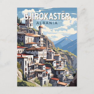 Gjirokaster Albanien Reise Kunst Vintage Postkarte